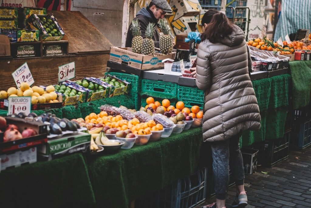 Woman in a fruit market