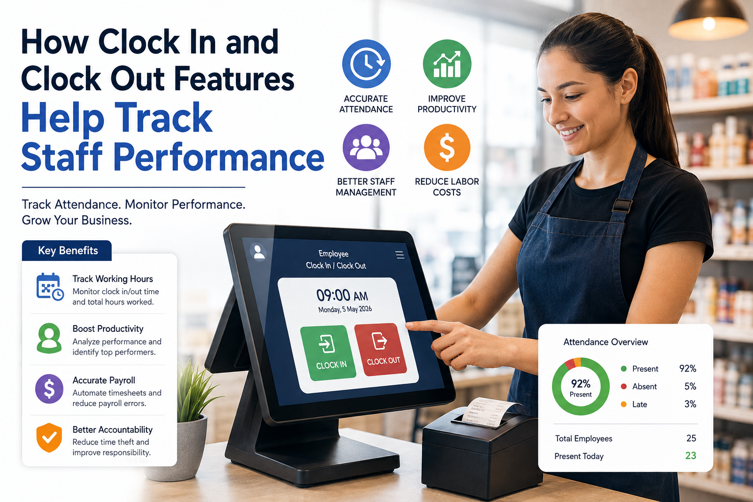 How Clock In and Clock Out Features Help Track Staff Performance